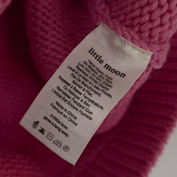 Little Moon Aritzia Gimlet Pink 100% Wool Crew Neck Knit Sweater, size S - Picture 5 of 7